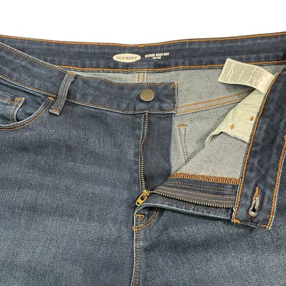 Old Navy Womens Size 14 Kicker Boot Cut Stretch Mid Rise Dark Wash Blue Denim - Picture 3 of 12